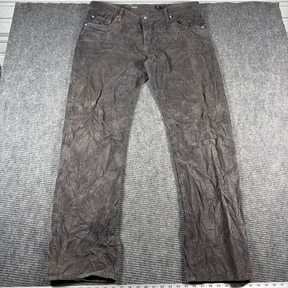 AG Adriano Goldschmied Protege Corduroy Pants Mens 38 Gray Straight Leg